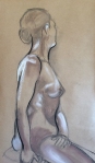 Female Nude. Charcoal and Pastel on brown paper (c) Bethany Moore